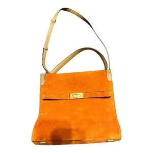 Tory Burch Vibrant Orange Suede Shoulder Bag